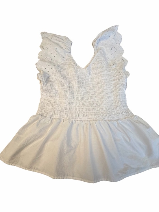 Time & True Tops - Time and Tru Women's Smocked Bodice V-Neck Eyelet Top,-Size 16/18